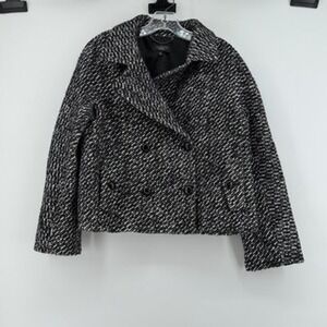 Talbots Black &‎ White Tweed Double Breasted Cropped Jacket - Size 12